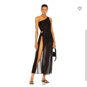 NWT Oséree Black Lumiere One Shoulder Ring Dress